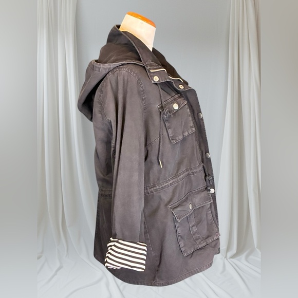 Market & Spruce Charcoal Utility Jacket with Striped Accents - Picture 3 of 7